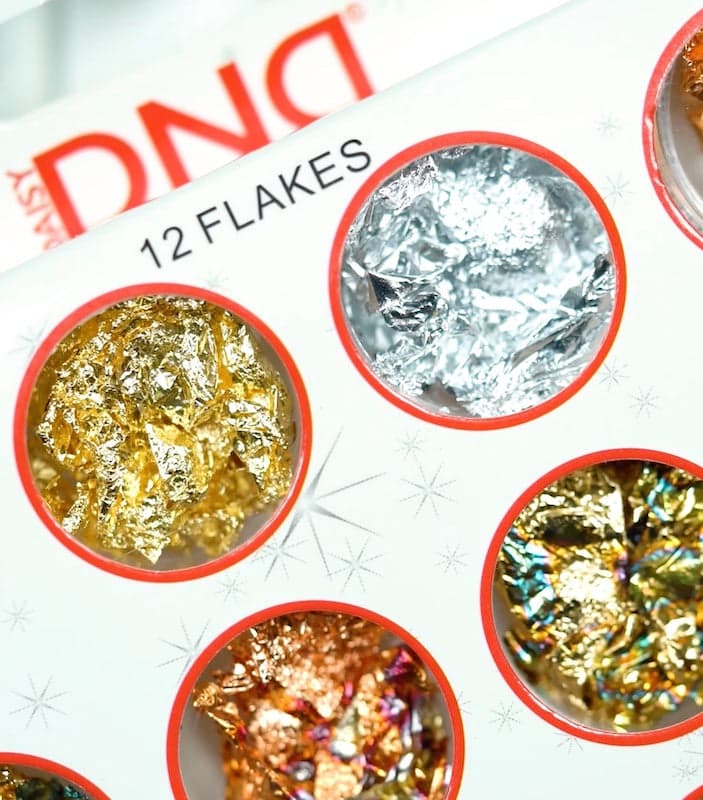 Gold Multi-Color Foil Flakes Nail Design