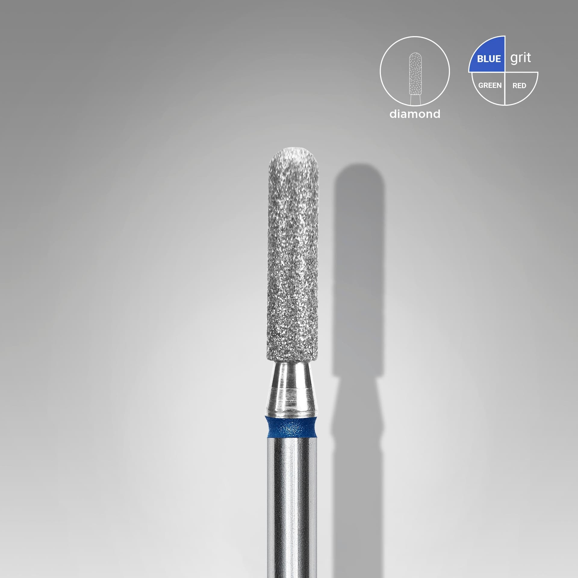 Diamond nail drill bit rounded cylinder blue EXPERT head diameter 2,3 mm / working part 6,5 mm